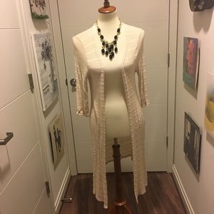 Boho cream 3/4 length sleeve duster